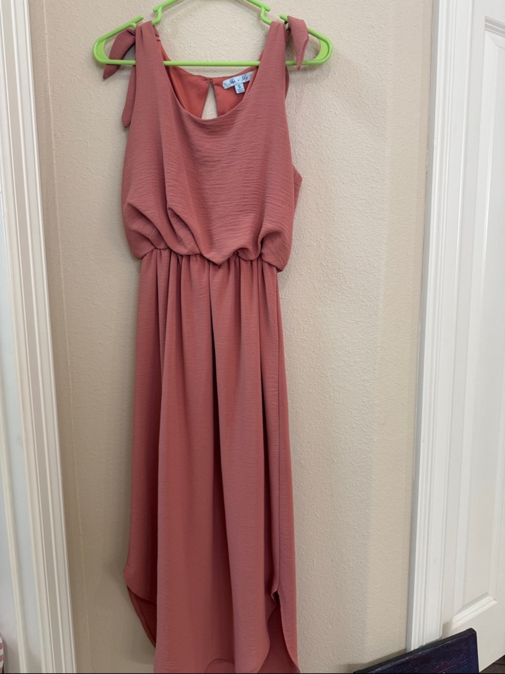 She + Sky Rose Mauve Midi Dress with Tie Shoulders